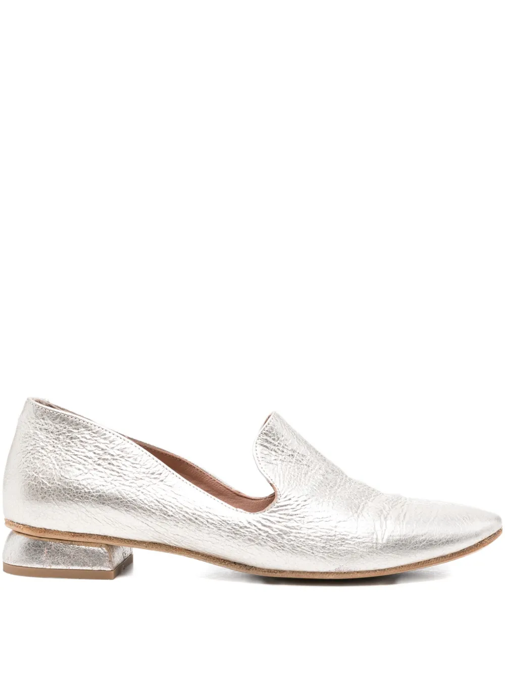 Kudeta metallic-leather loafers Silver