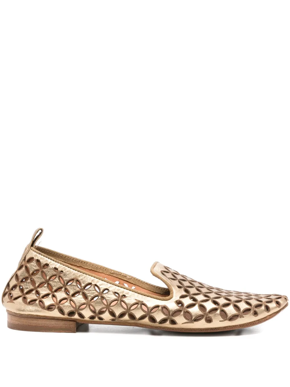 Kudeta leather cut-detail loafers Gold