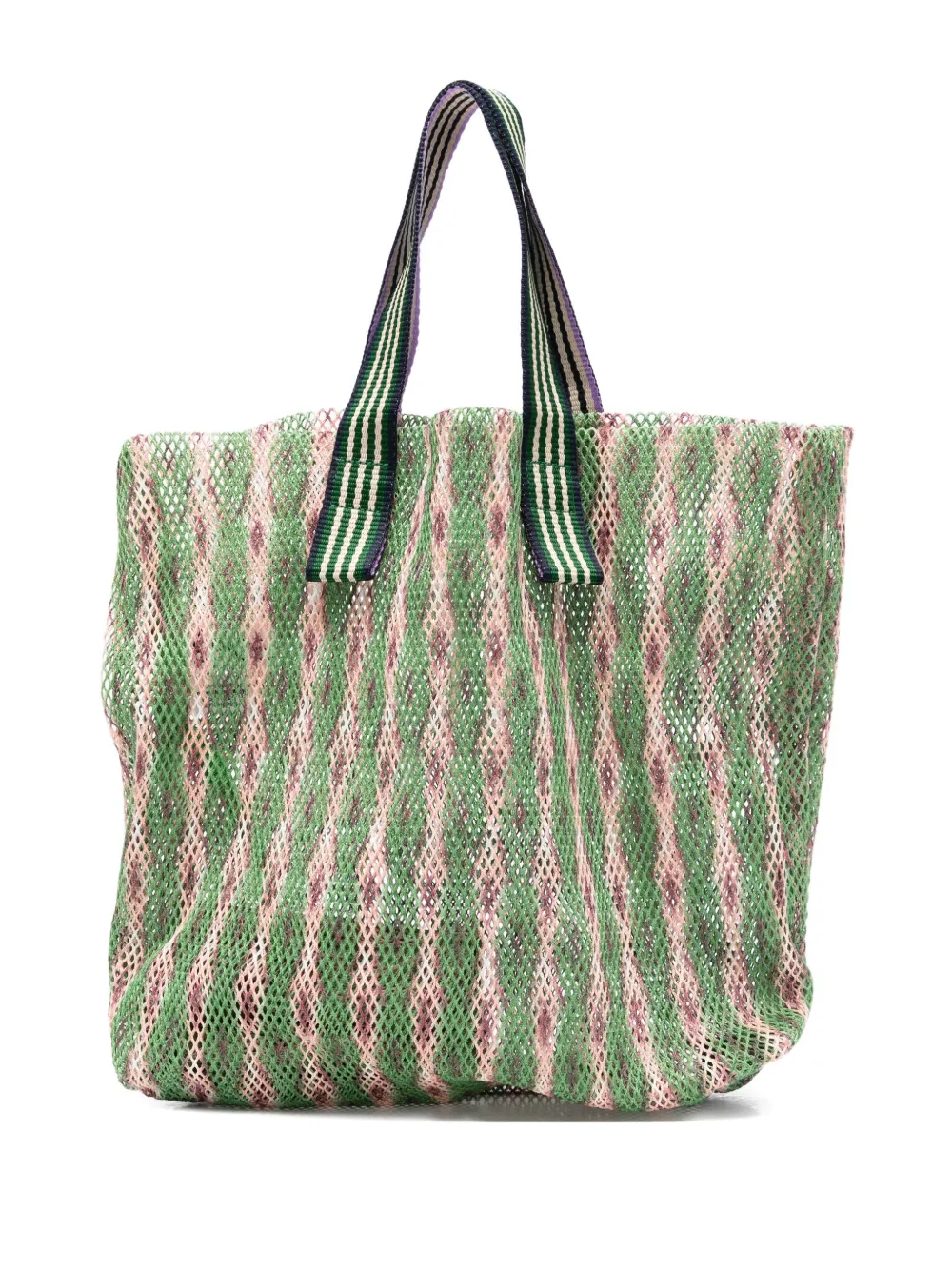 Kampur patterned striped-handle tote bag