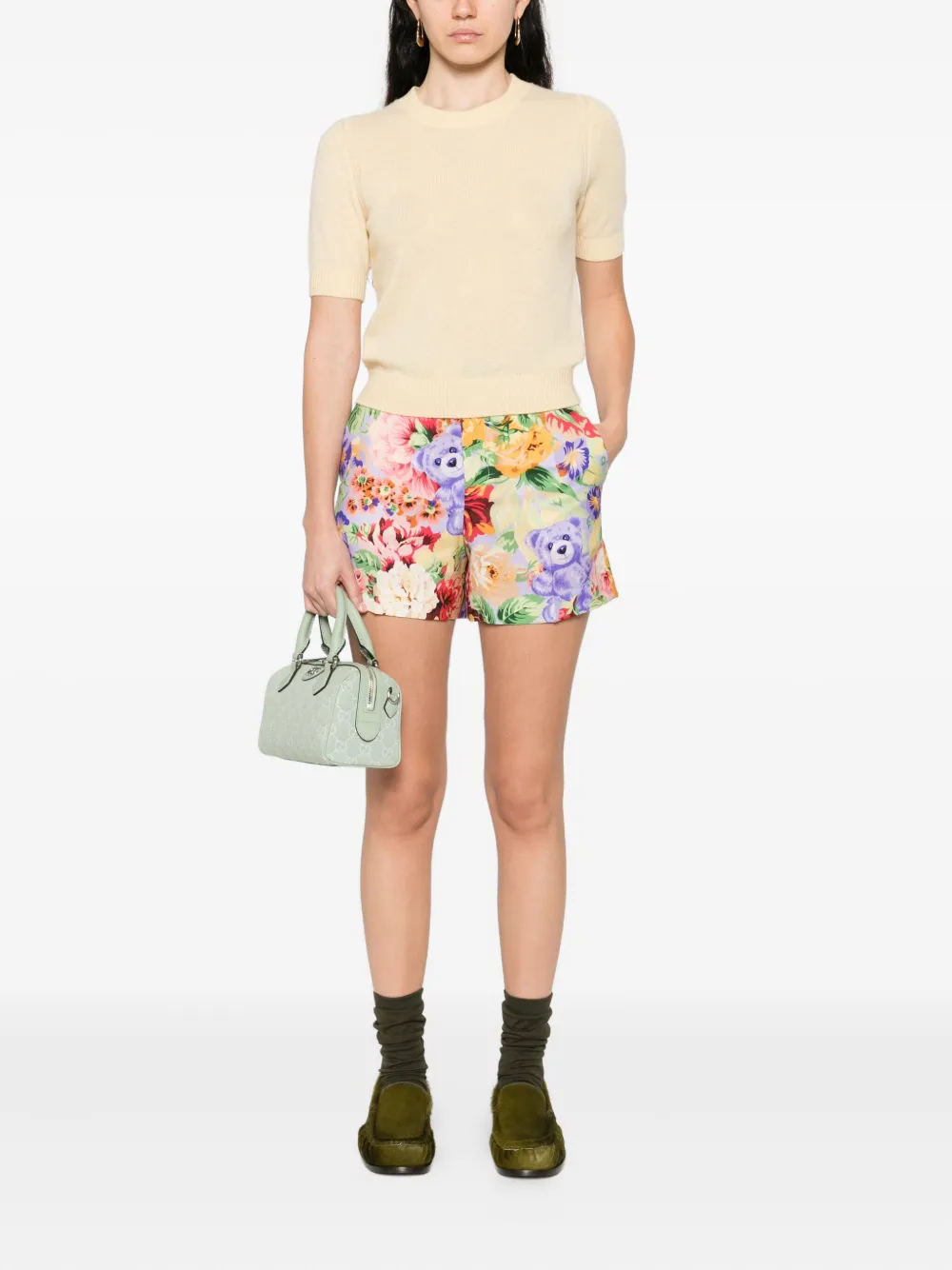 Moschino Shorts met teddybeerprint Groen