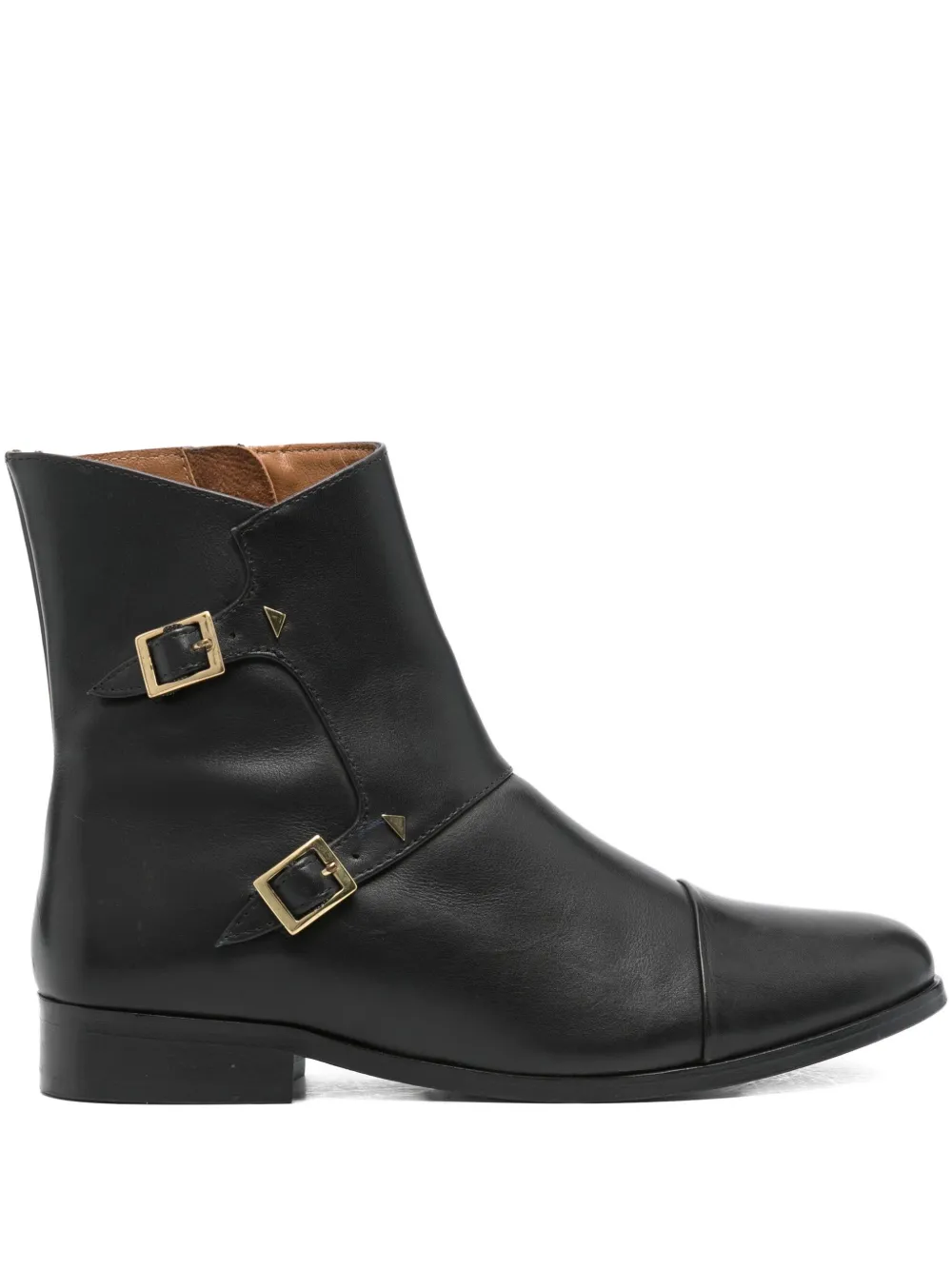 Anne Thomas Mr. Thomas double-buckle studded ankle boots Black