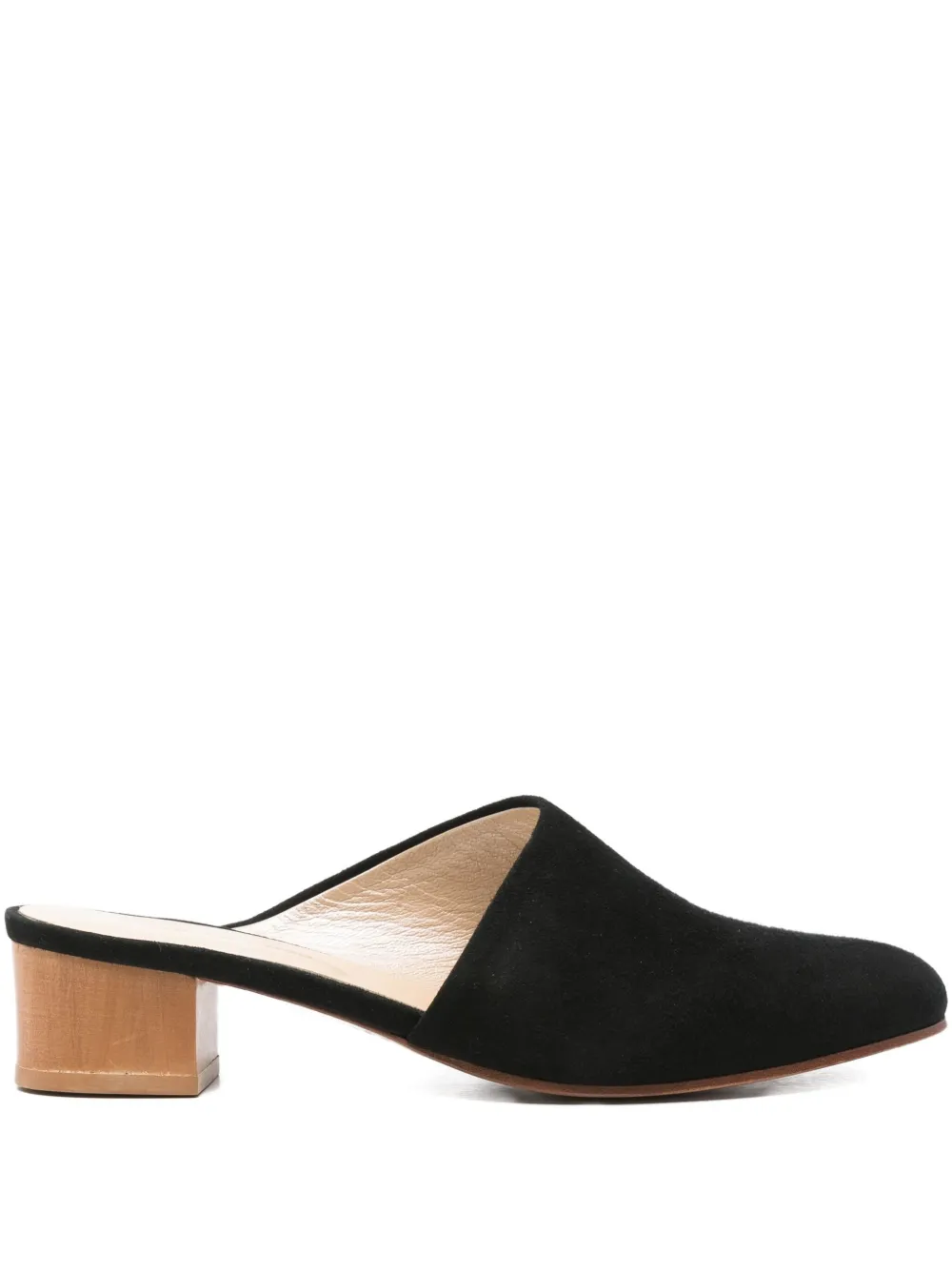 Anne Thomas 50mm block-heel suede mules - ブラック Anne Thomas 50mm block-heel suede mules - ブラック