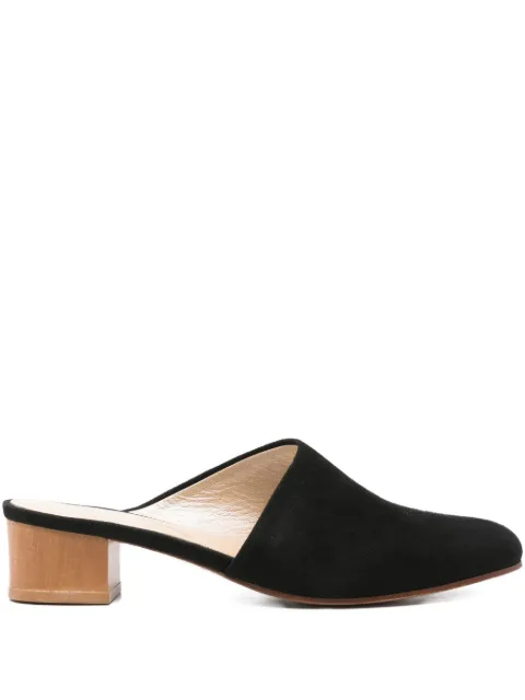 Anne Thomas 50 mm mules i ruskind med blokhæl