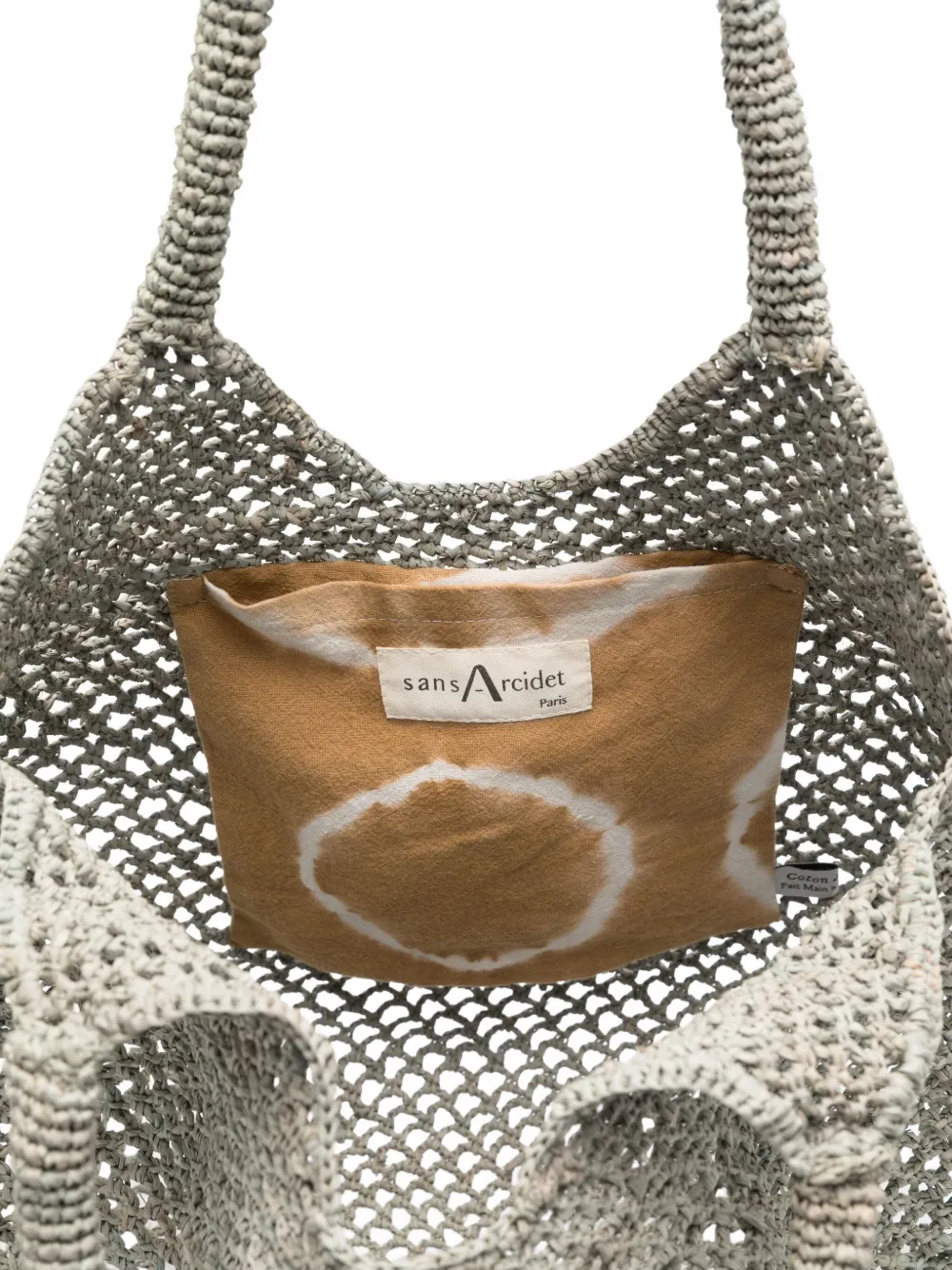 Sans Arcidet Mamabe raffia shopper met net weving Grijs