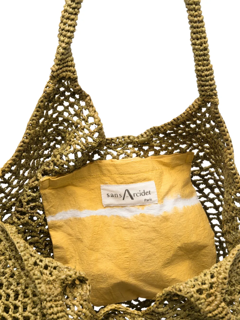 Sans Arcidet Mamabe raffia shopper met net weving Groen