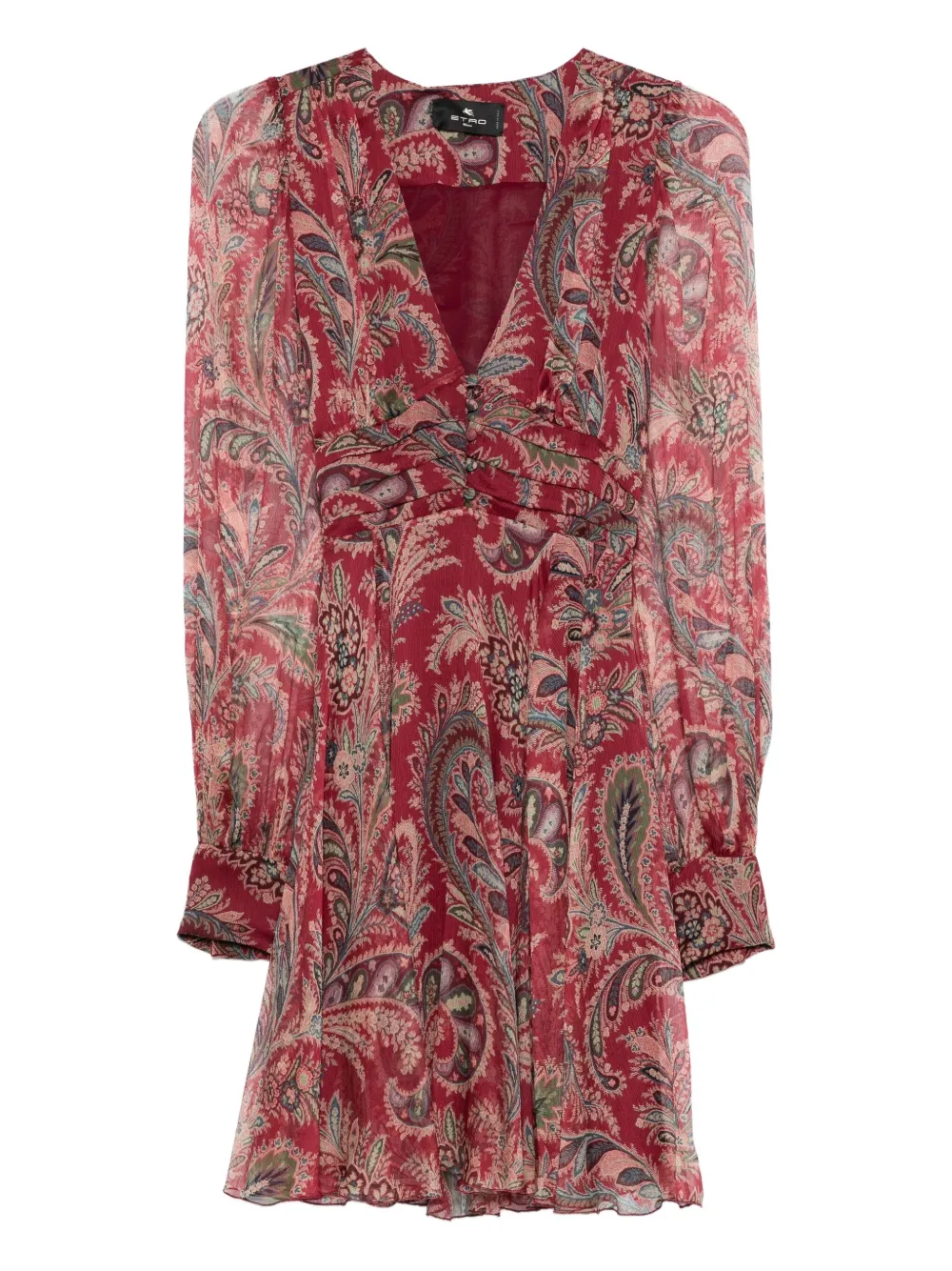 ETRO Mini-jurk met paisley-print en V-hals Rood