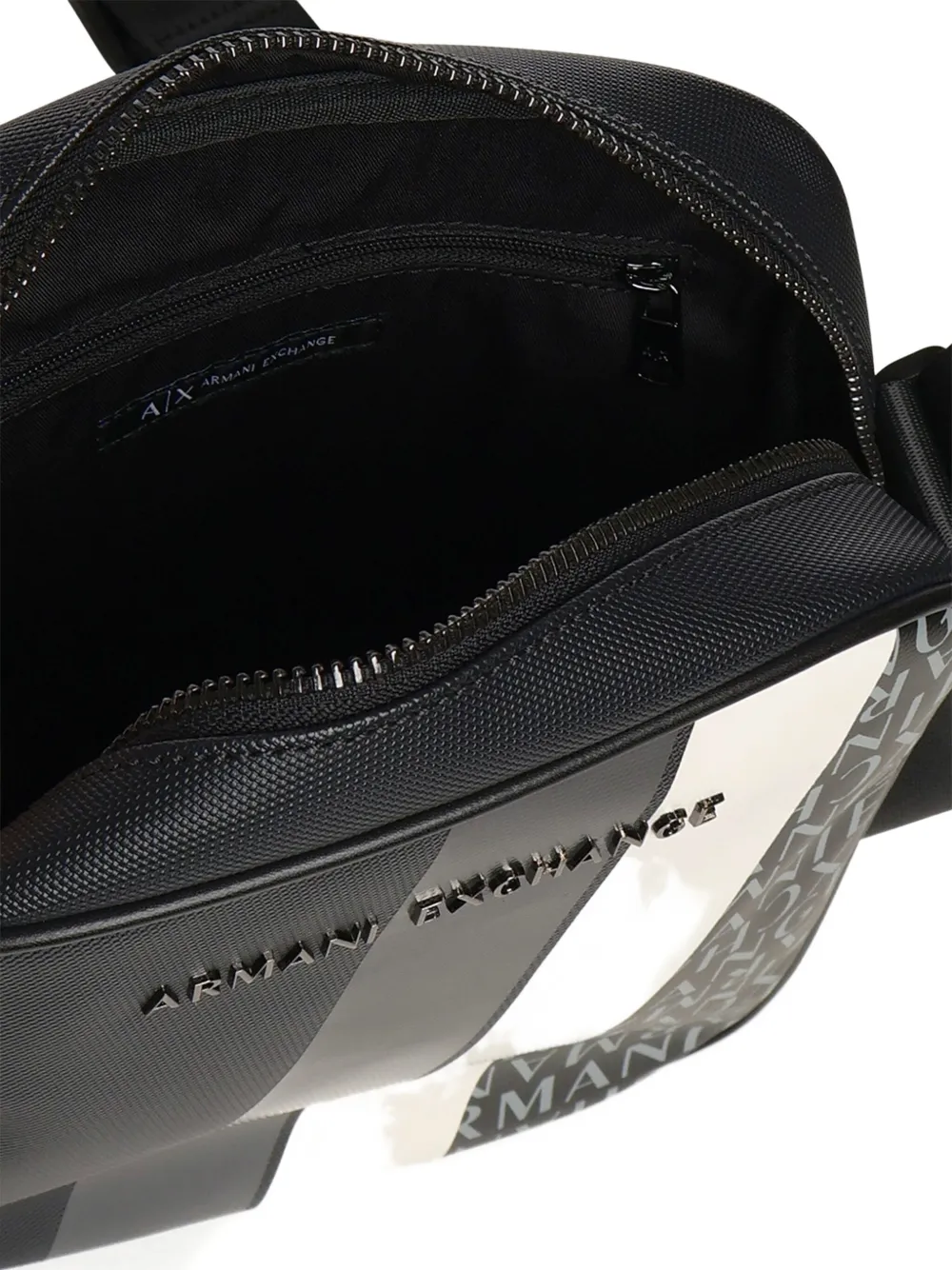 Armani Exchange Dylan geometric-panel messenger bag Blauw