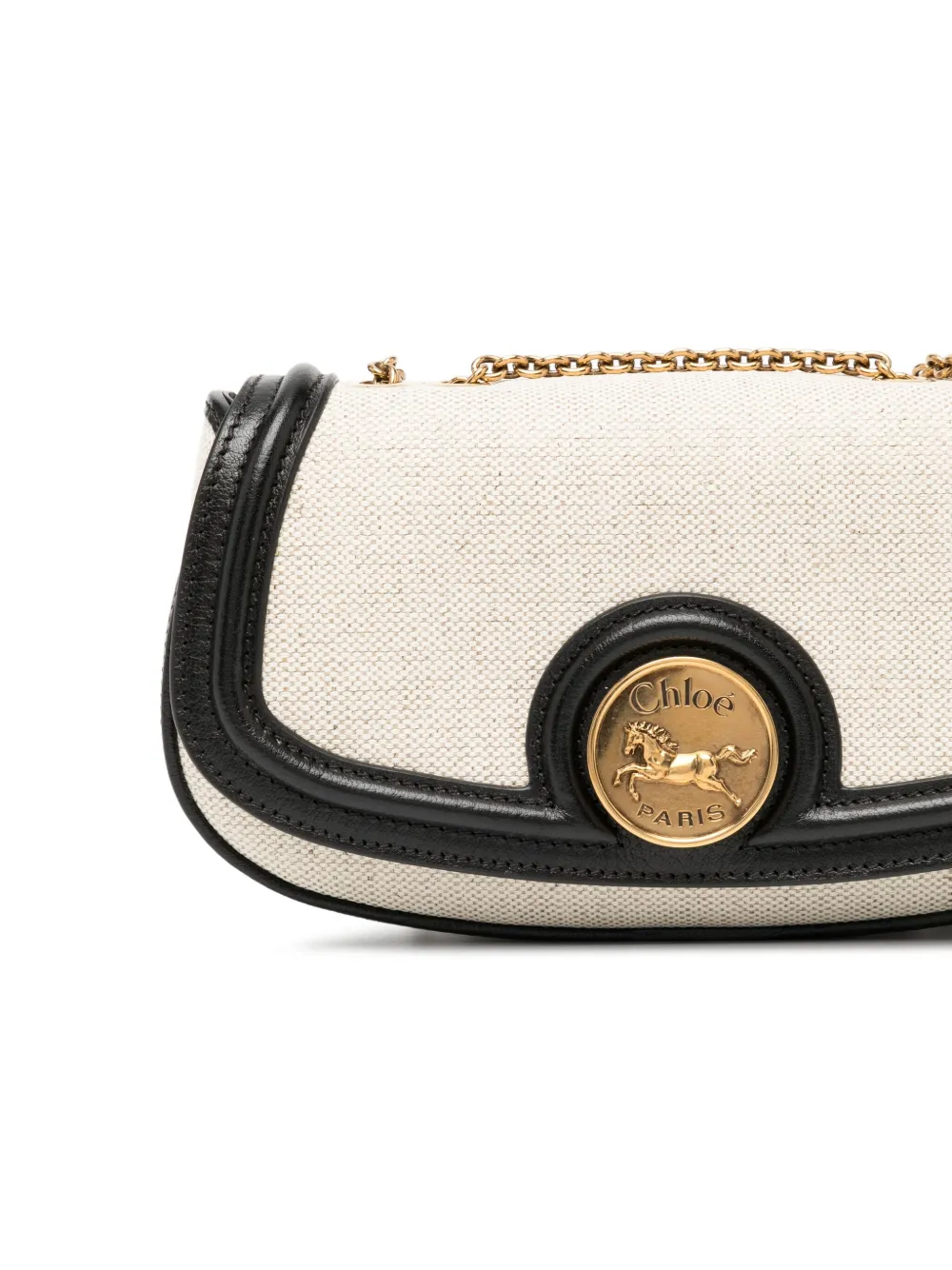 Chloé Circular-plaque Chain Shoulder Bag In Neutral