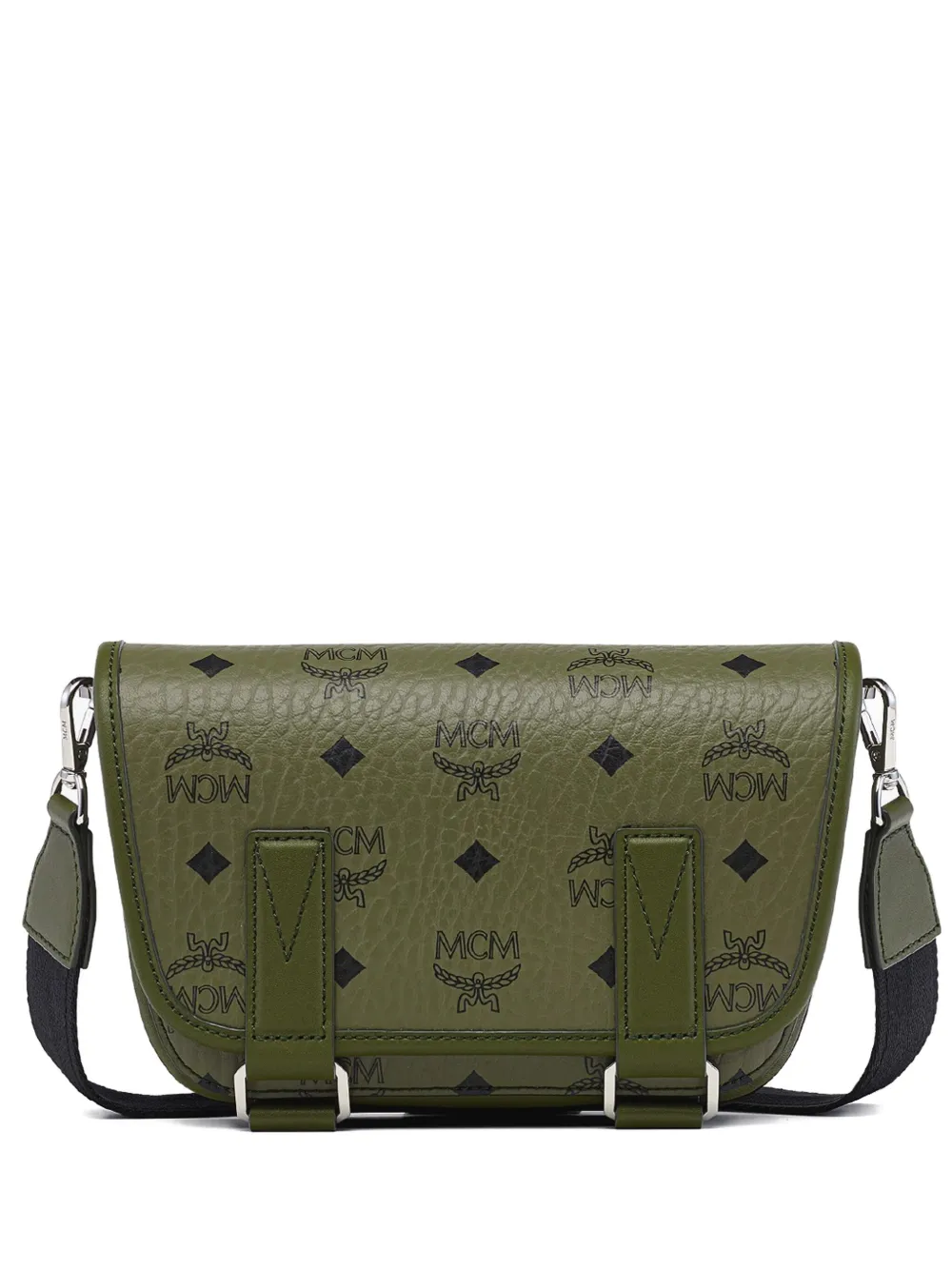 MCM Aren Visetos kleine messengertas met monogram Groen