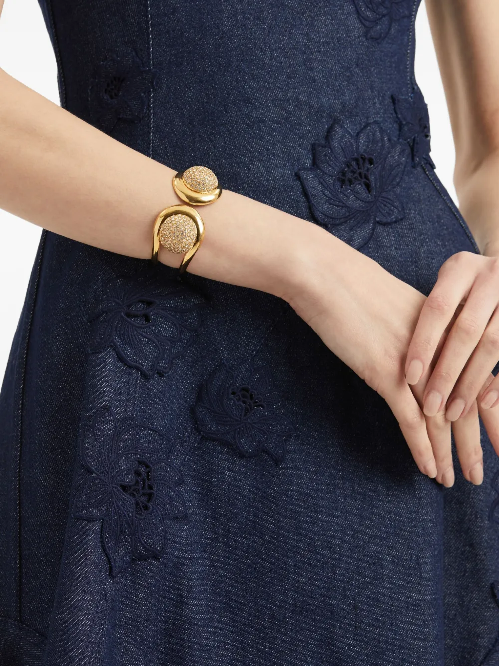 Oscar de la Renta Armband met pavé-effect en kristallen - Goud