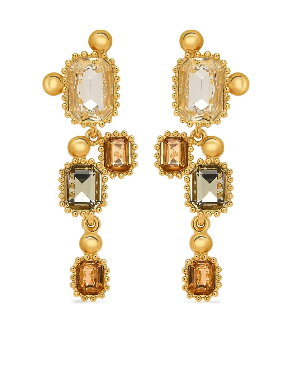 Oscar de la Renta ビーズ エメラルドカット ピアス - ゴールドトーン Oscar de la Renta ビーズ エメラルドカット ピアス - ゴールドトーン
