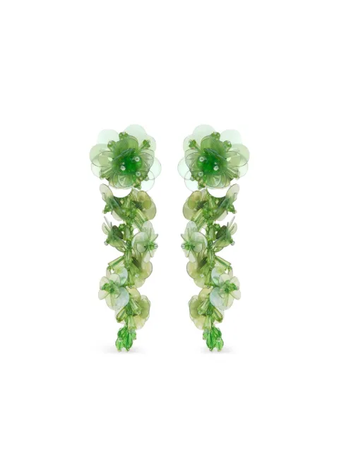 Oscar de la Renta flower-sequin dangling earrings