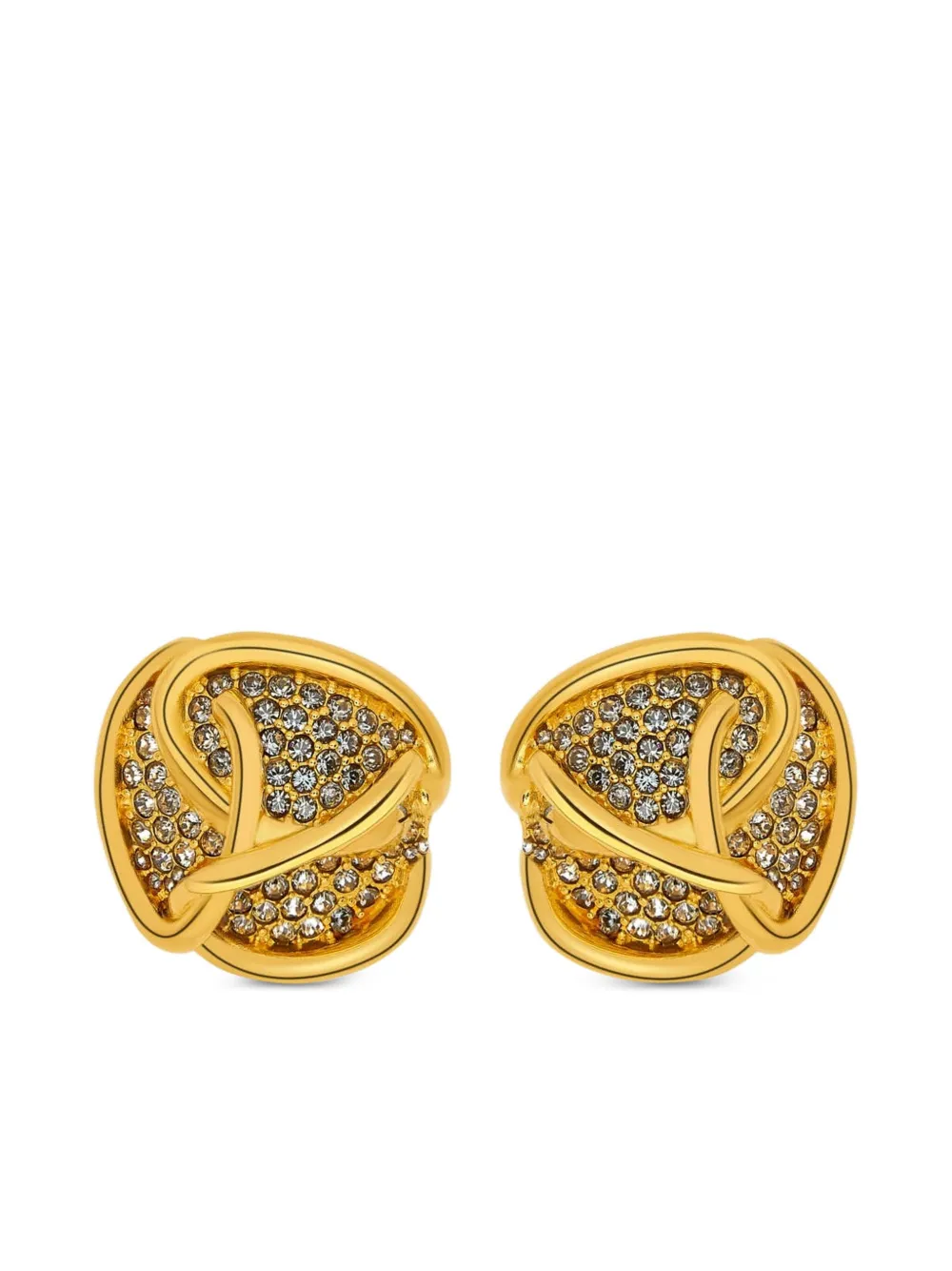 Oscar de la Renta crystal-embellished knot earrings - ゴールドトーン Oscar de la Renta crystal-embellished knot earrings - ゴールドトーン