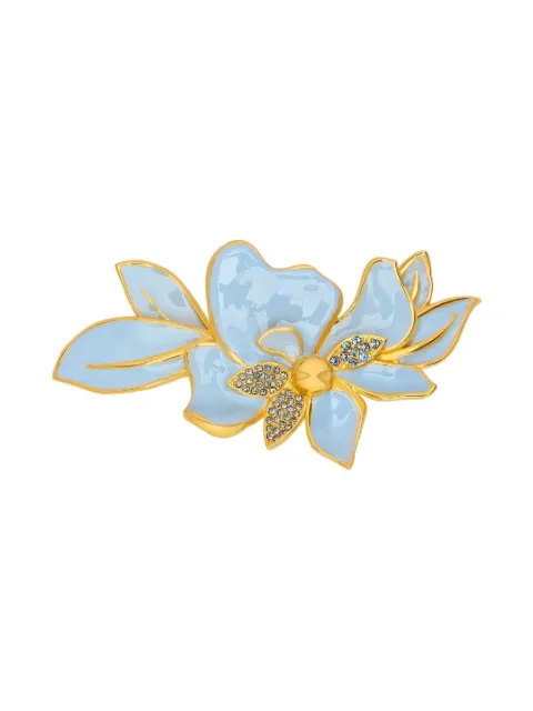 Oscar de la Renta crystal-embellished flower brooch