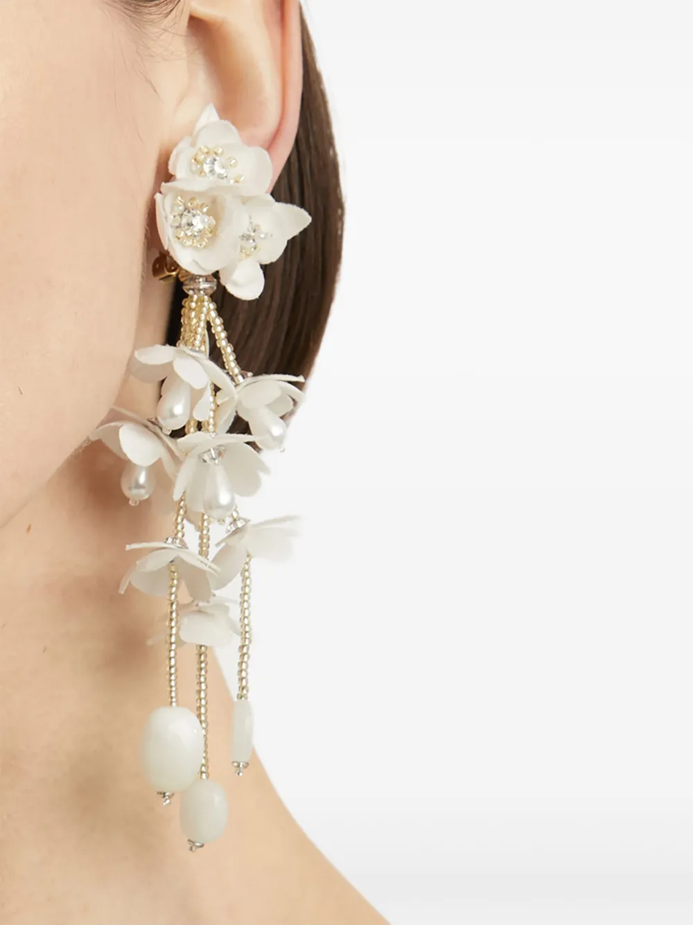 Oscar de la Renta Oorclips met kralen - Beige