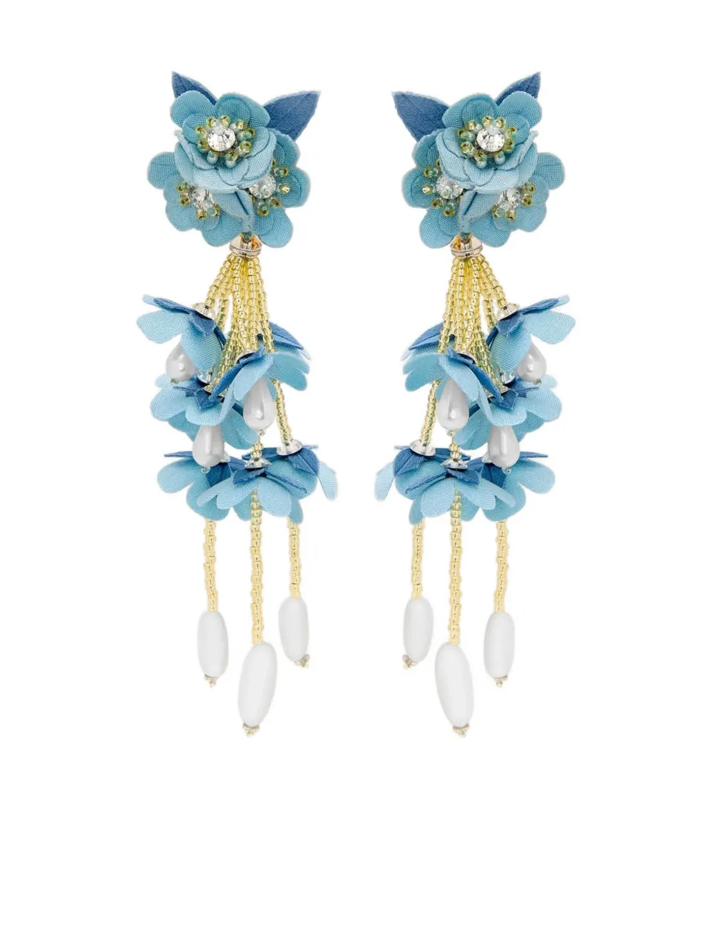 Oscar de la Renta Orecchini con pendente a fiore - Blu