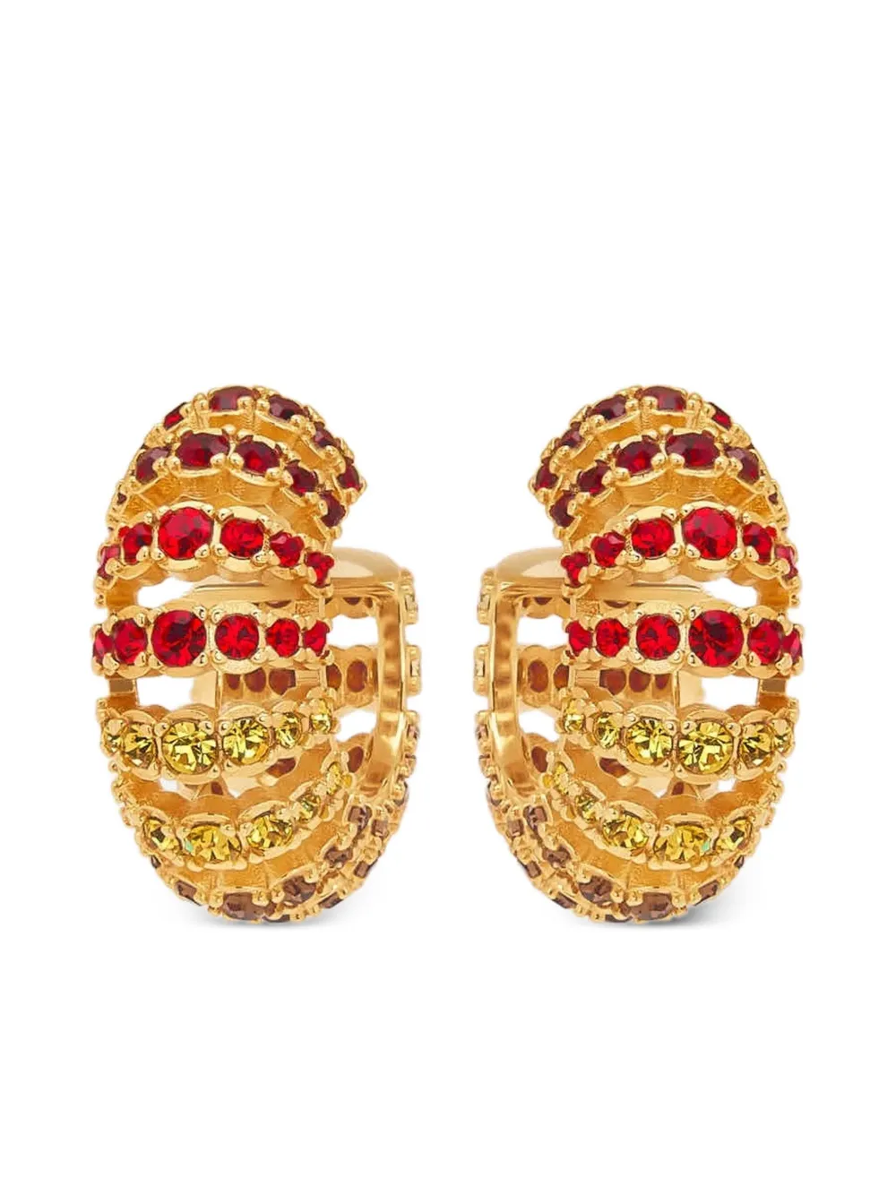 gemstone-embellished hoop earrings