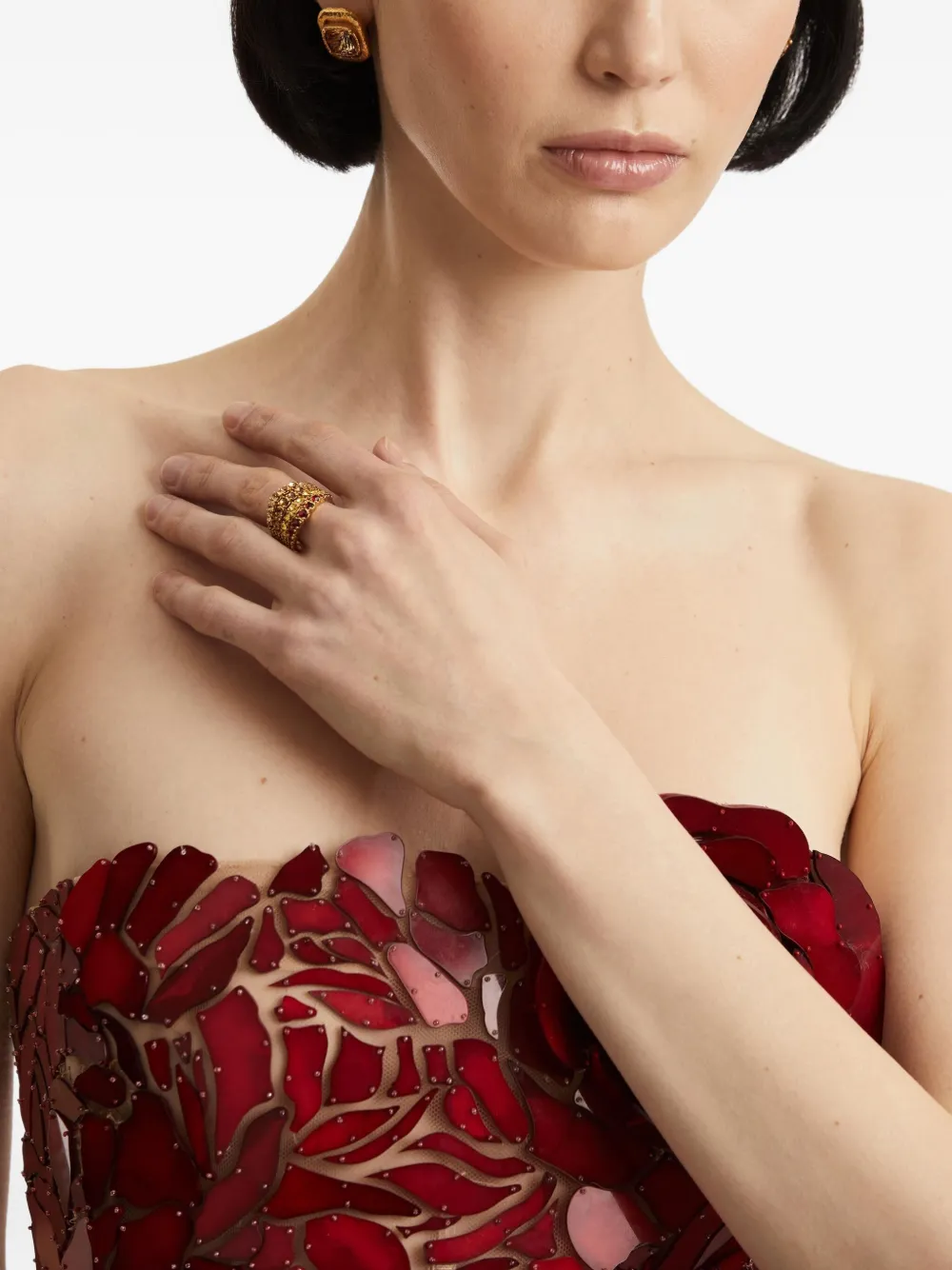 Oscar de la Renta Fan ring verfraaid met kristallen - Goud