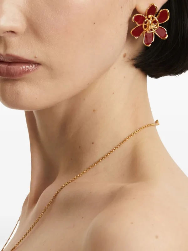 [OSCAR DE LA RENTA] モノグラム ピアス Oscar De La Renta フローラル ピアス | レッド | FARFETCH JP