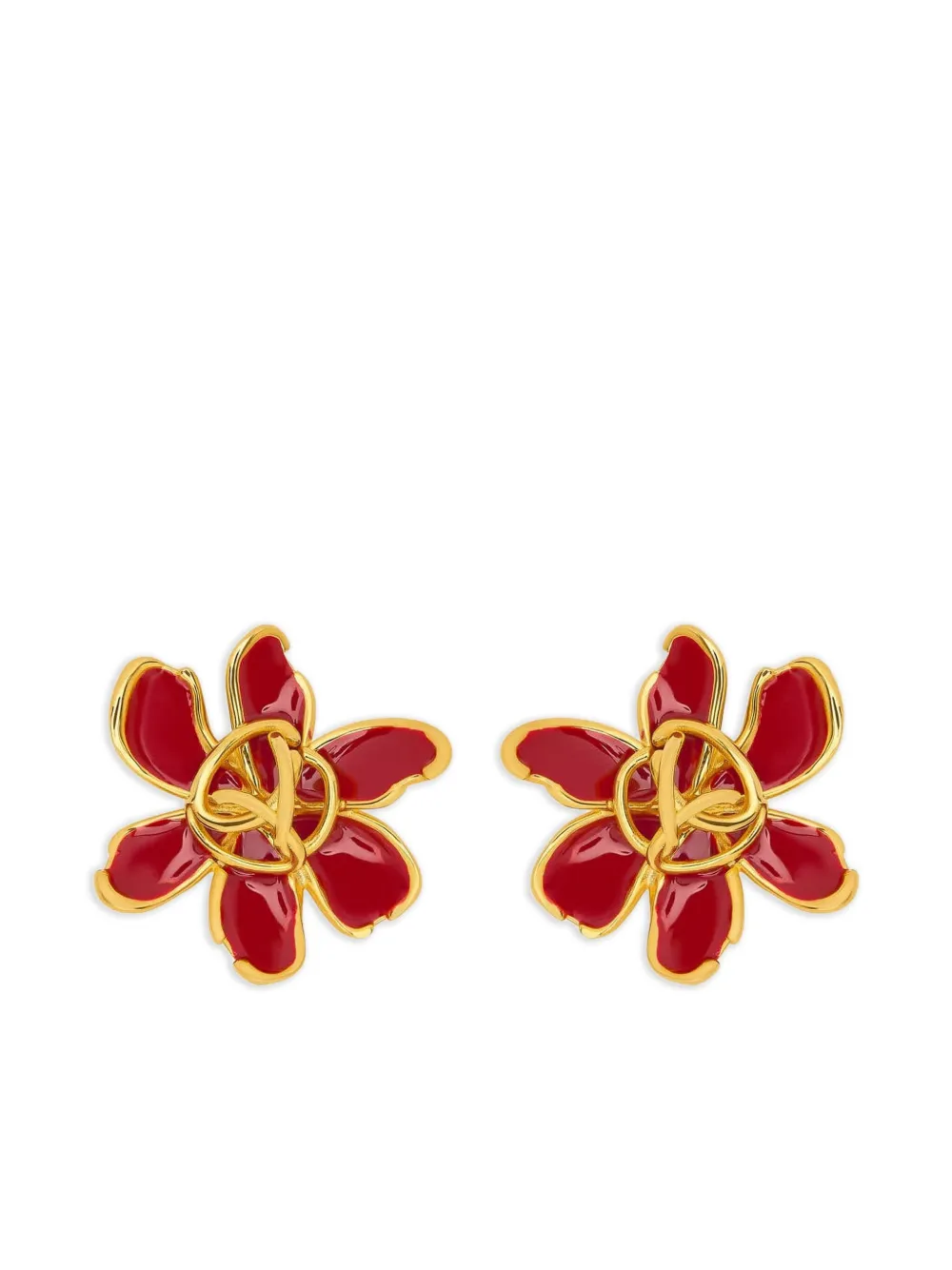 Oscar de la Renta フローラル ピアス - レッド Oscar de la Renta フローラル ピアス - レッド