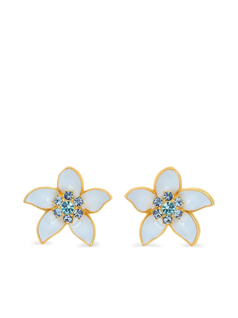 Oscar de la Renta フローラル クリスタル ピアス - ブルー Oscar de la Renta フローラル クリスタル ピアス - ブルー