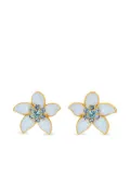 Oscar de la Renta enamel-flower crystal earrings - Blue