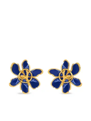 Oscar de la Renta ピアス スタッド フラワー 花 メタリック Crystal Flower Stud Earrings