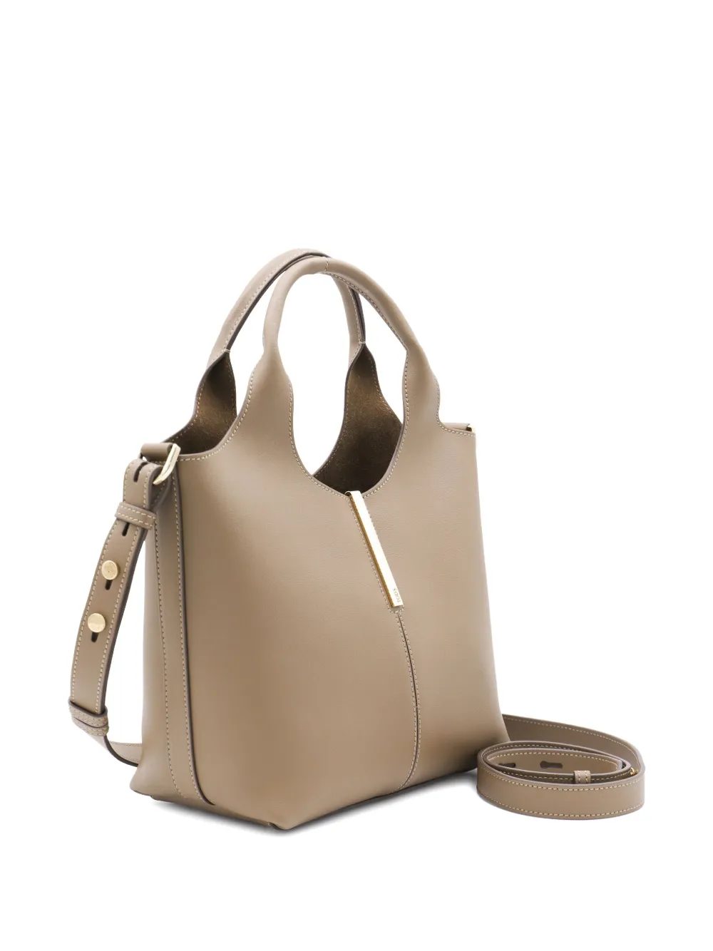Tod's mini top-handle gold-bar bag Beige