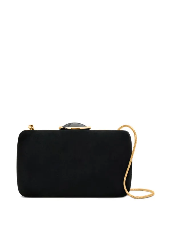 Oscar de la Renta O Minaudière Velvet Clutch Bag in Black
