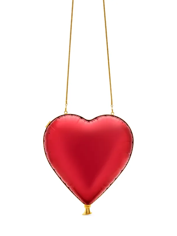 Oscar de la Renta Heart Balloon Clutch Bag in Red