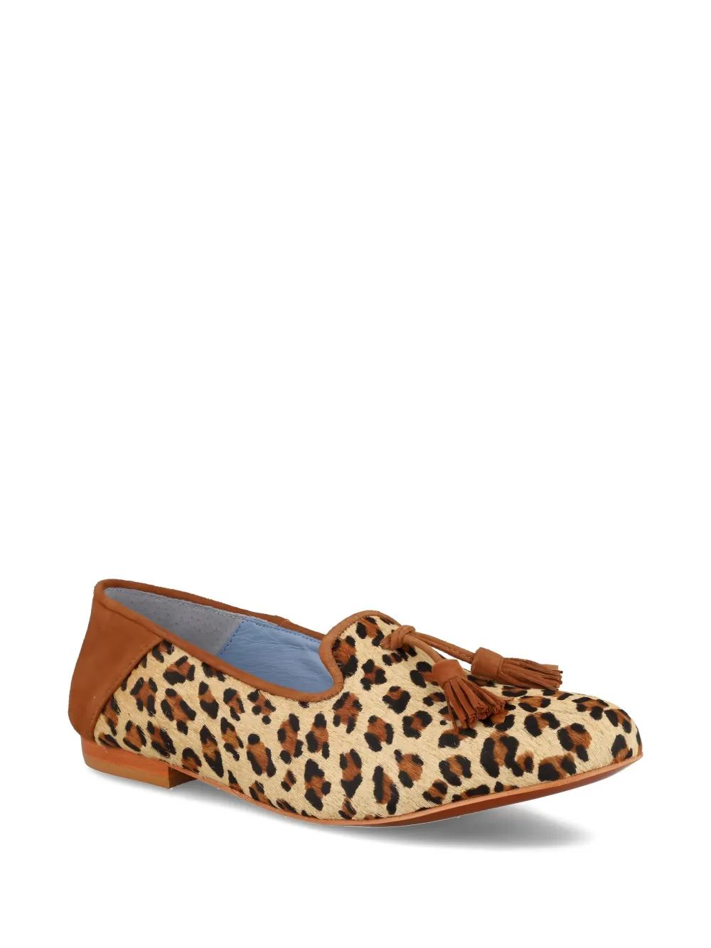 Blue Bird Shoes leopard-print tassel loafers Brown