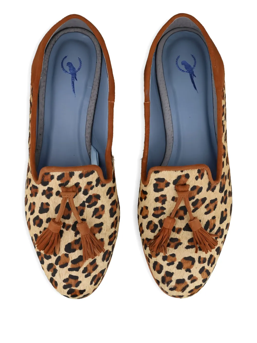 Blue Bird Shoes leopard-print tassel loafers Brown