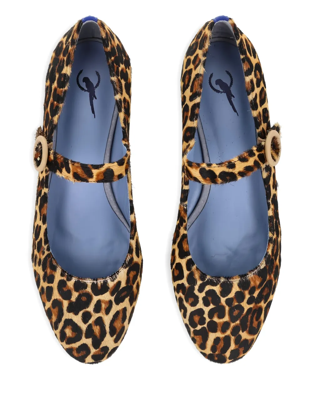 Blue Bird Shoes leopard-print buckle flats Brown