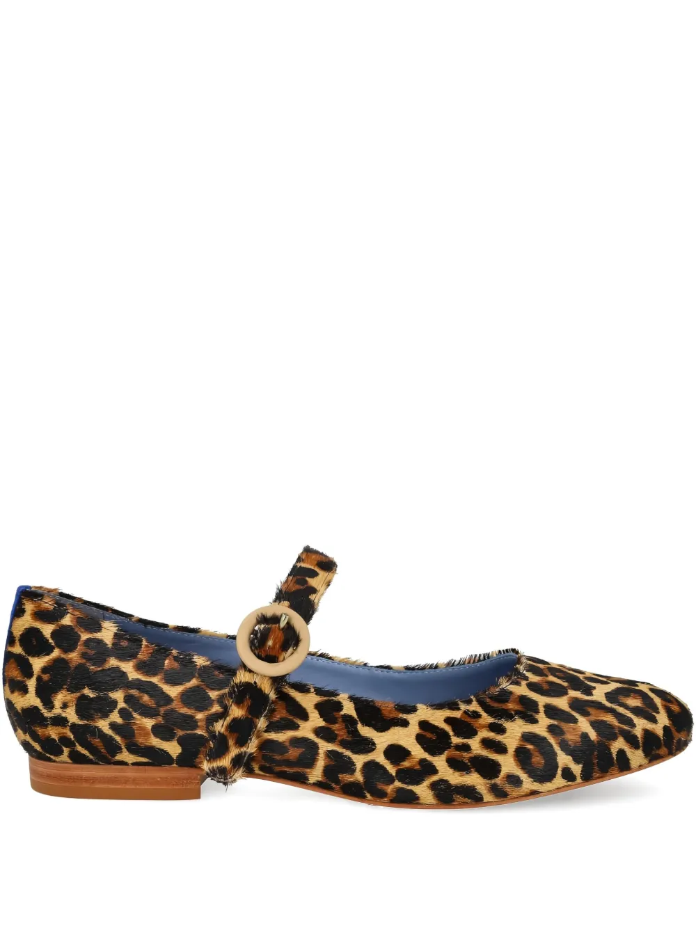 Blue Bird Shoes leopard-print buckle flats Brown