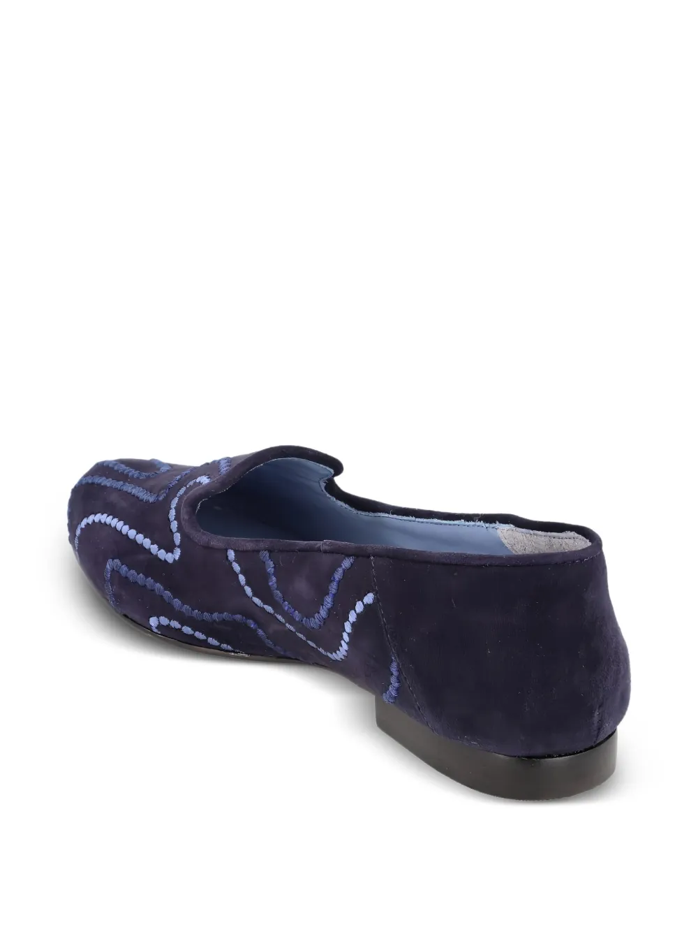 Bird&Co Suède loafers met borduurwerk Blauw