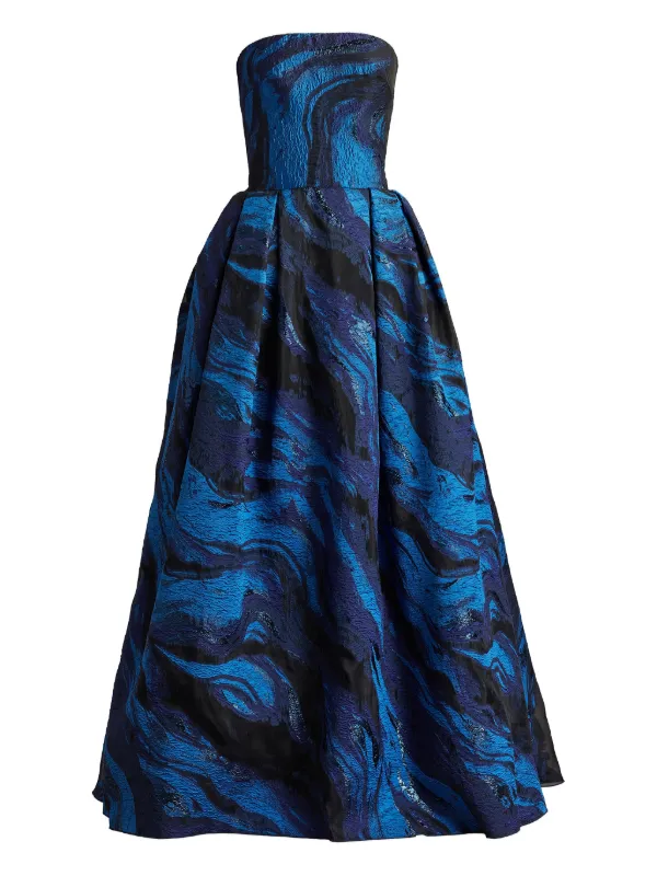 Evening Gowns Robe De Soiree Paul Ka Green Strapless Satin A Line Midi Dress  With 3D