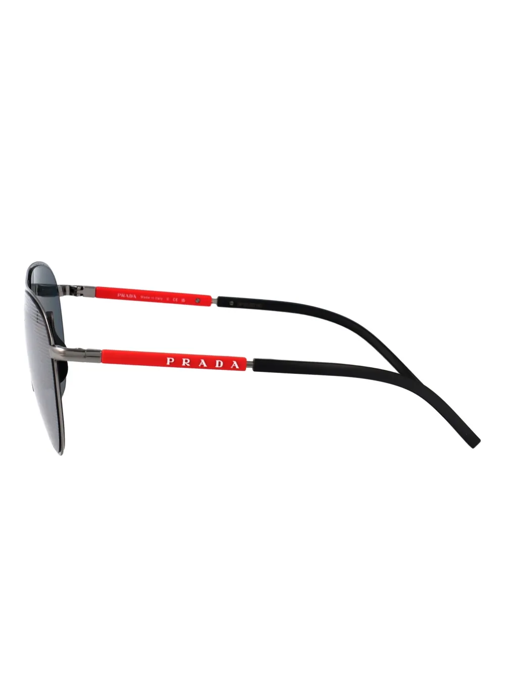 Prada Linea Rossa Zonnebril met geperforeerd metalen montuur Zwart