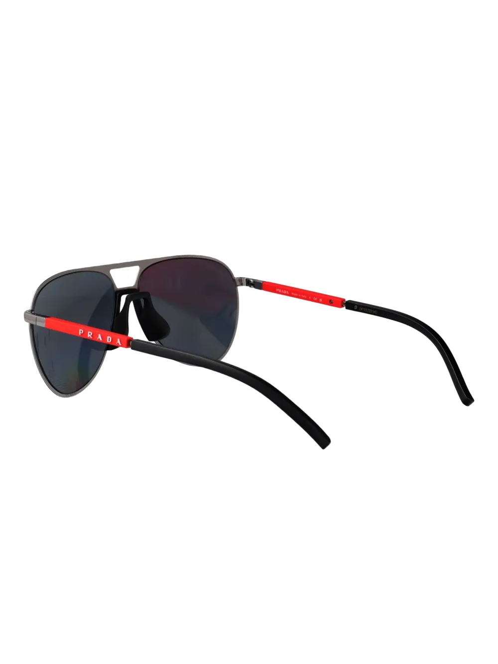 Prada Linea Rossa Zonnebril met geperforeerd metalen montuur Zwart