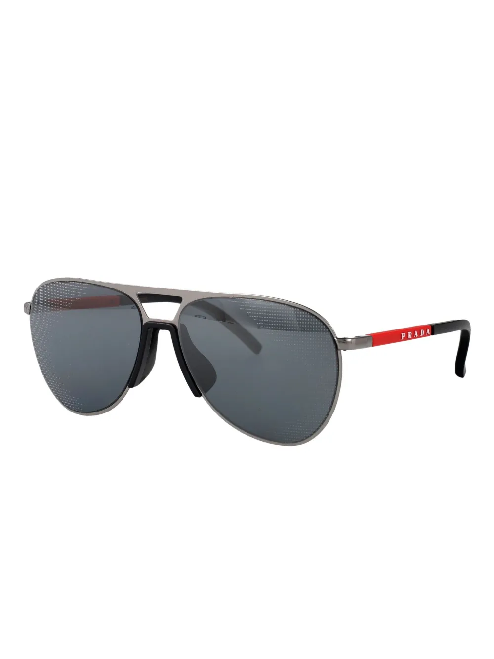 Prada Linea Rossa Zonnebril met geperforeerd metalen montuur Zwart