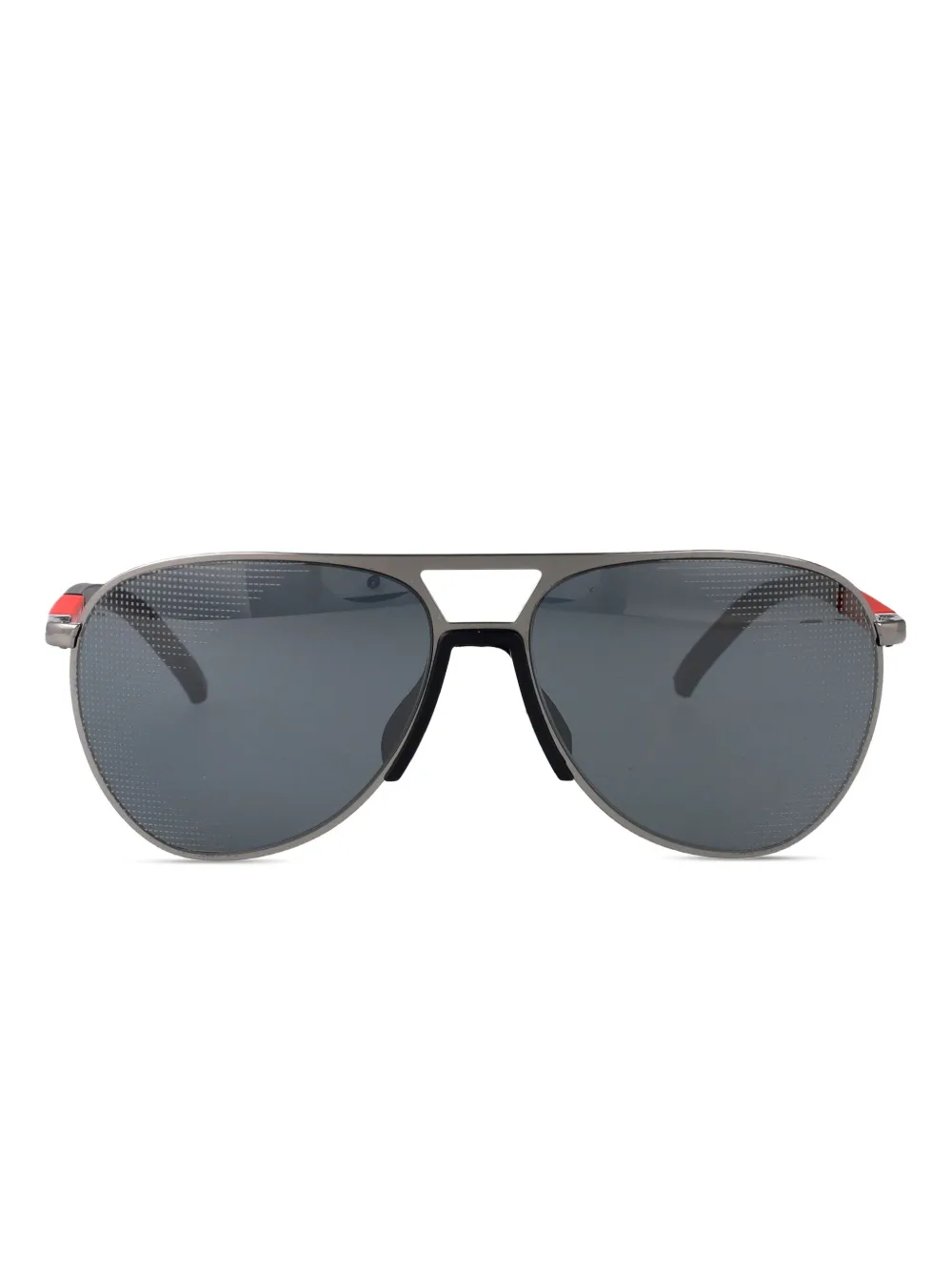 Prada Linea Rossa Zonnebril met geperforeerd metalen montuur Zwart
