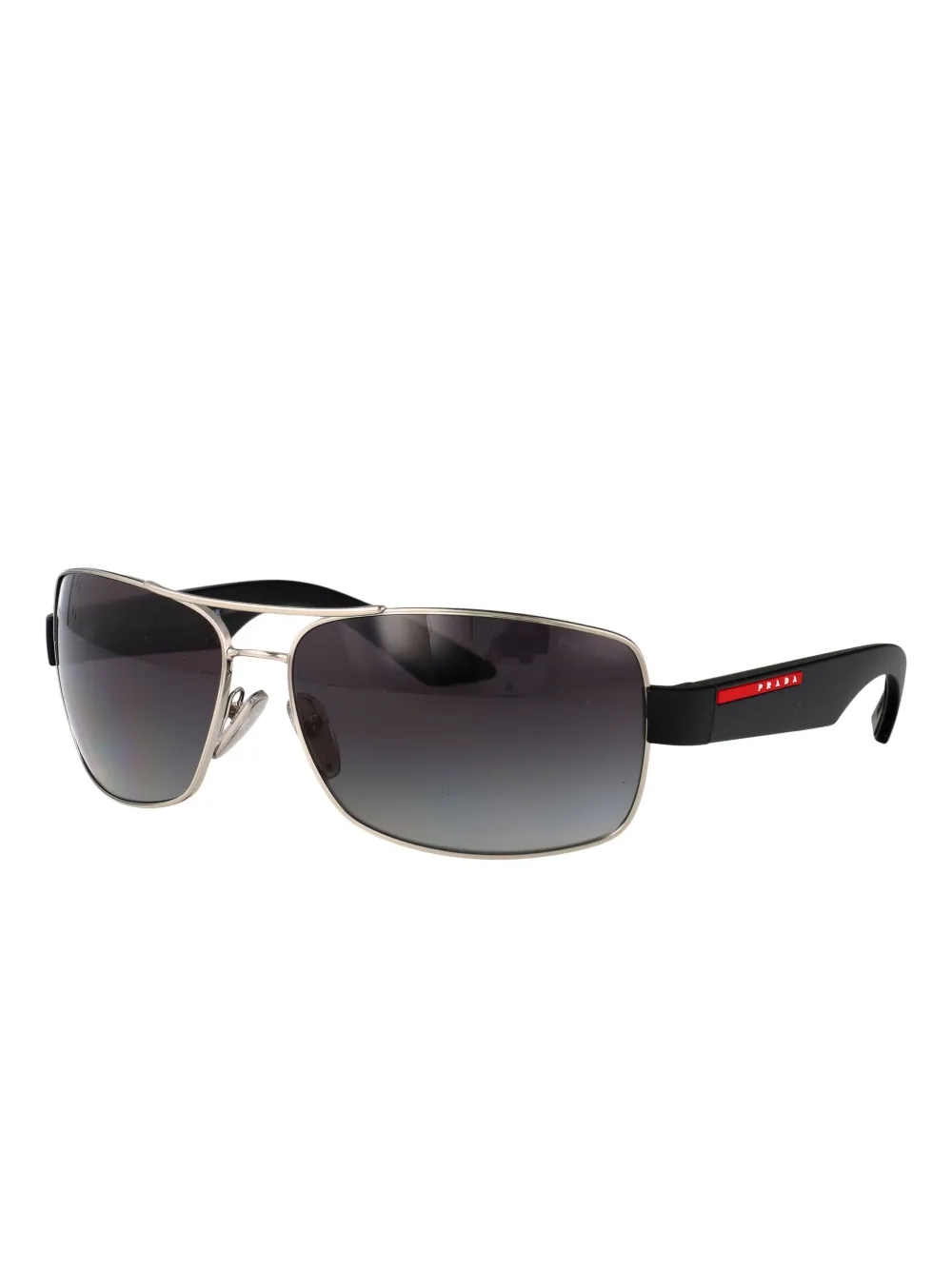 Prada Linea Rossa Zonnebril met metalen rechthoekig montuur Zwart