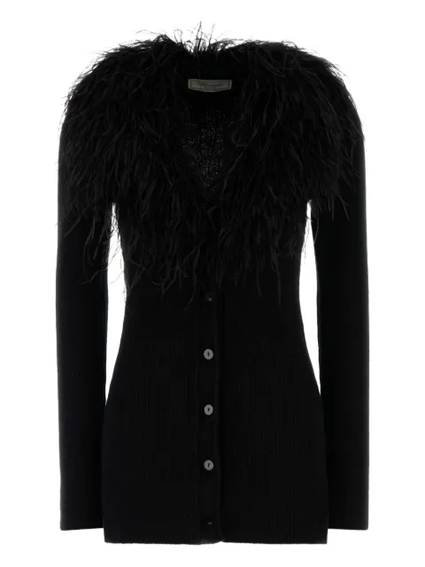 Blumarine feather-trim wool cardigan