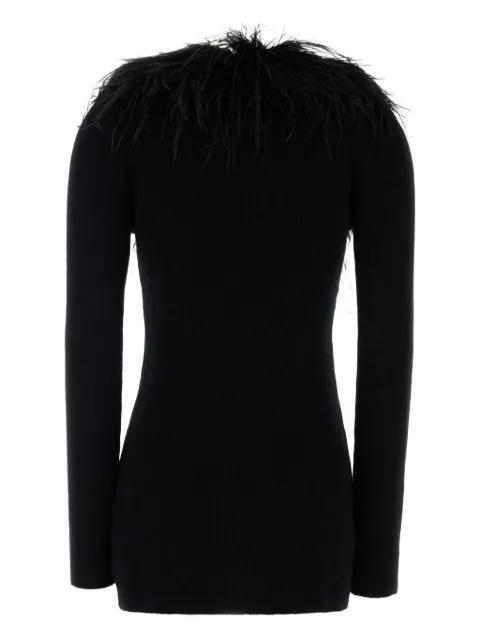 Blumarine feather-trim wool cardigan