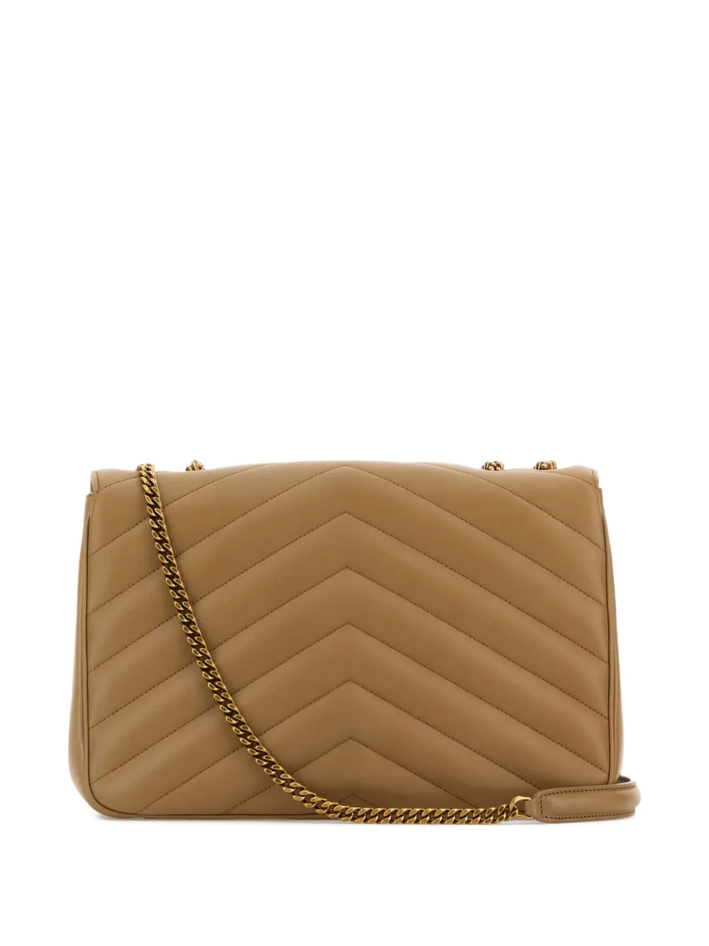 Saint Laurent Lou gewatteerde schoudertas met ketting Beige