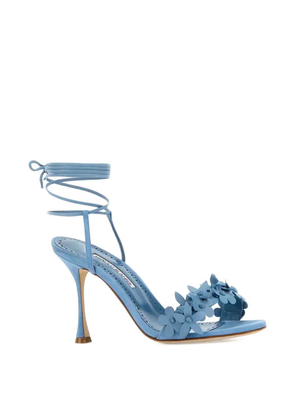 Manolo Blahnik 90mm flower-embellished lace-up heeled sandals | Heeled Sandals | Image 2