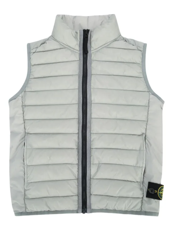 Stone Island Junior Compass-badge Quilted Sleeveless Gilet Grey