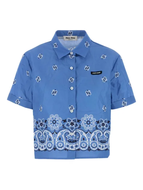 Chemise en coton à motif cachemire - Miu Miu - Modalova