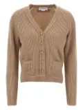 Victoria Beckham stepped-hem ribbed cardigan - Neutrals