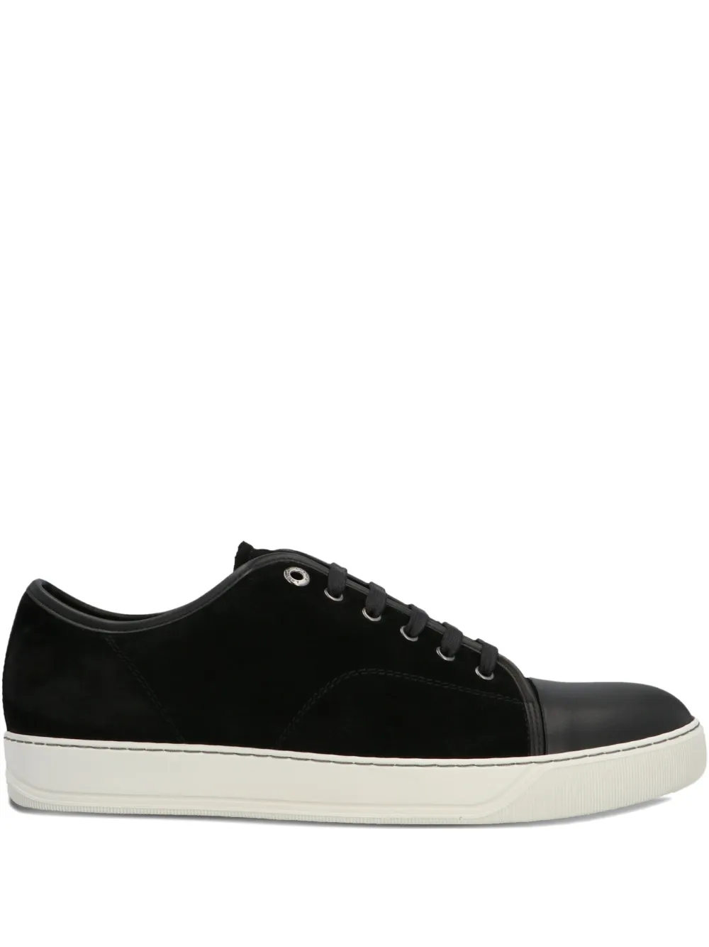 Lanvin lace-up suede leather trainers Black