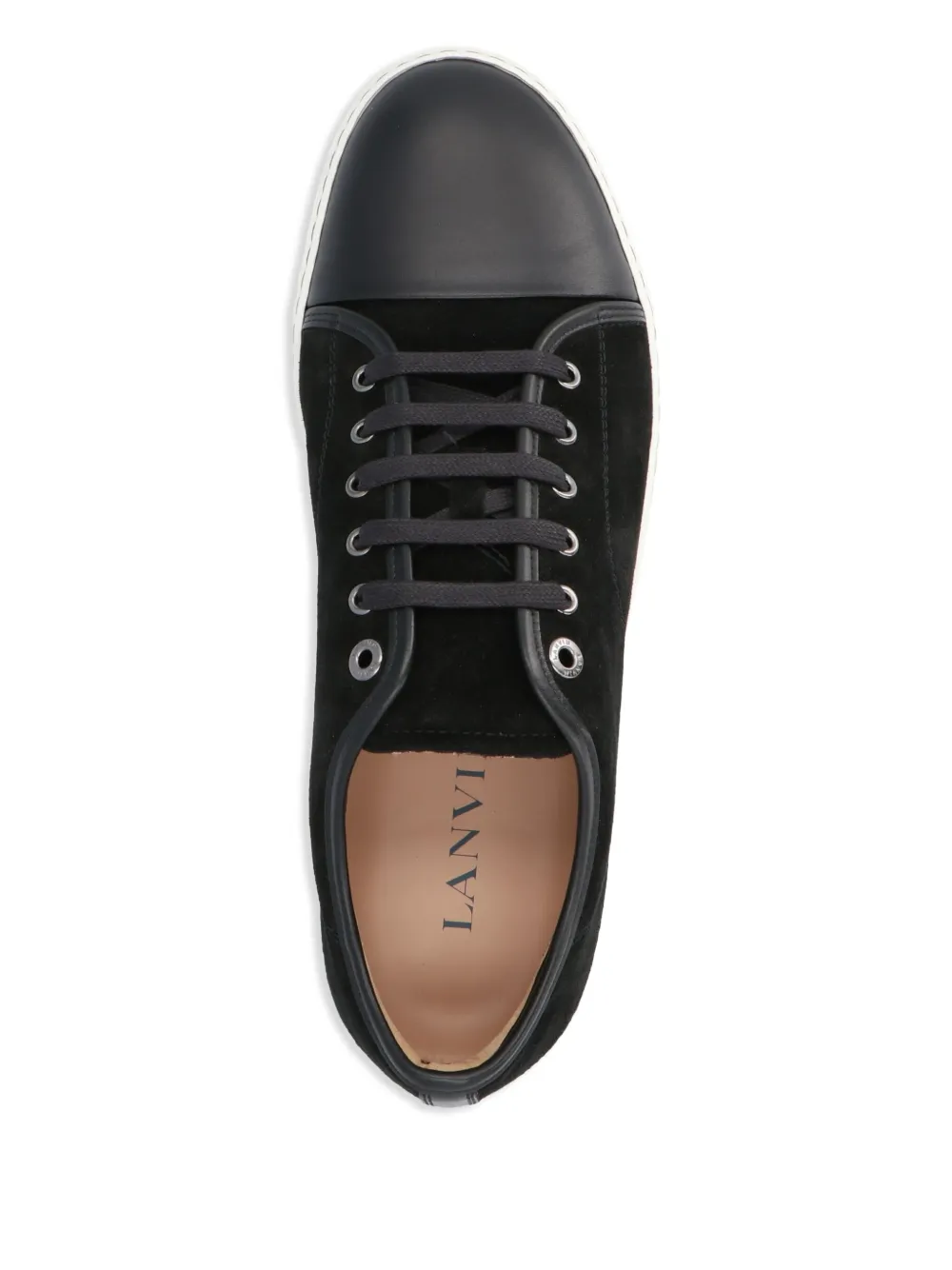 Lanvin lace-up suede leather trainers Black